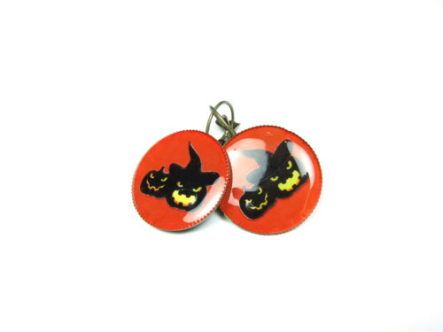 Cercei realizati manual – Halloween Devilish Black Pumpkins