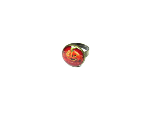 Inel realizat manual – Halloween Velvet Pumpkin