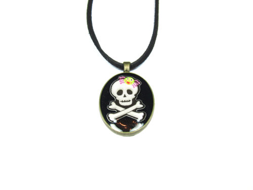 Inel realizat manual – Halloween Black Fashion Skull